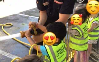 trying the fire engines hose trying the fire engines hose